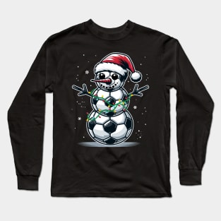 Funny Christmas Soccer Ball Snowman Soccer Lover Long Sleeve T-Shirt